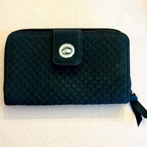 RFID Vera Bradley Turnlock Wallet in Black Twill
